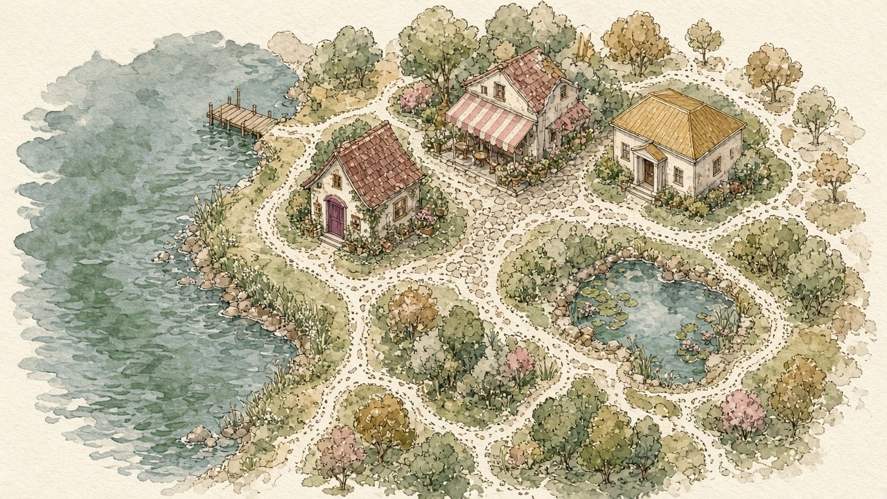 Painted map of the town